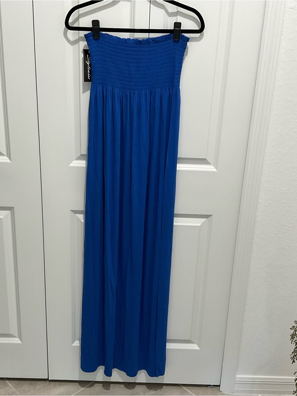 Stylewise Maxi Dress Strapless Smocked Bust Royal Blue One Size NWT